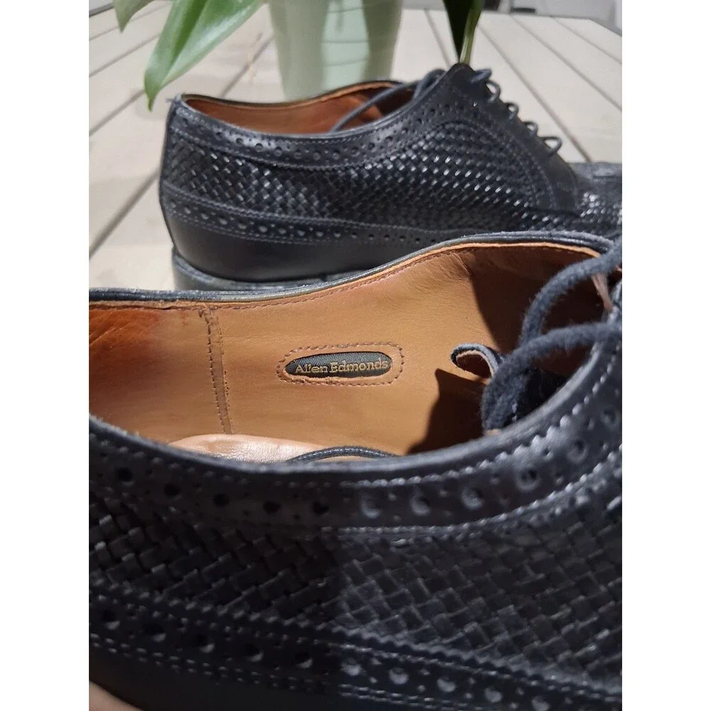 Allen Edmonds Leiden Men’s Black Leather Derby Shoes Sz 10 Made In USA Boxed